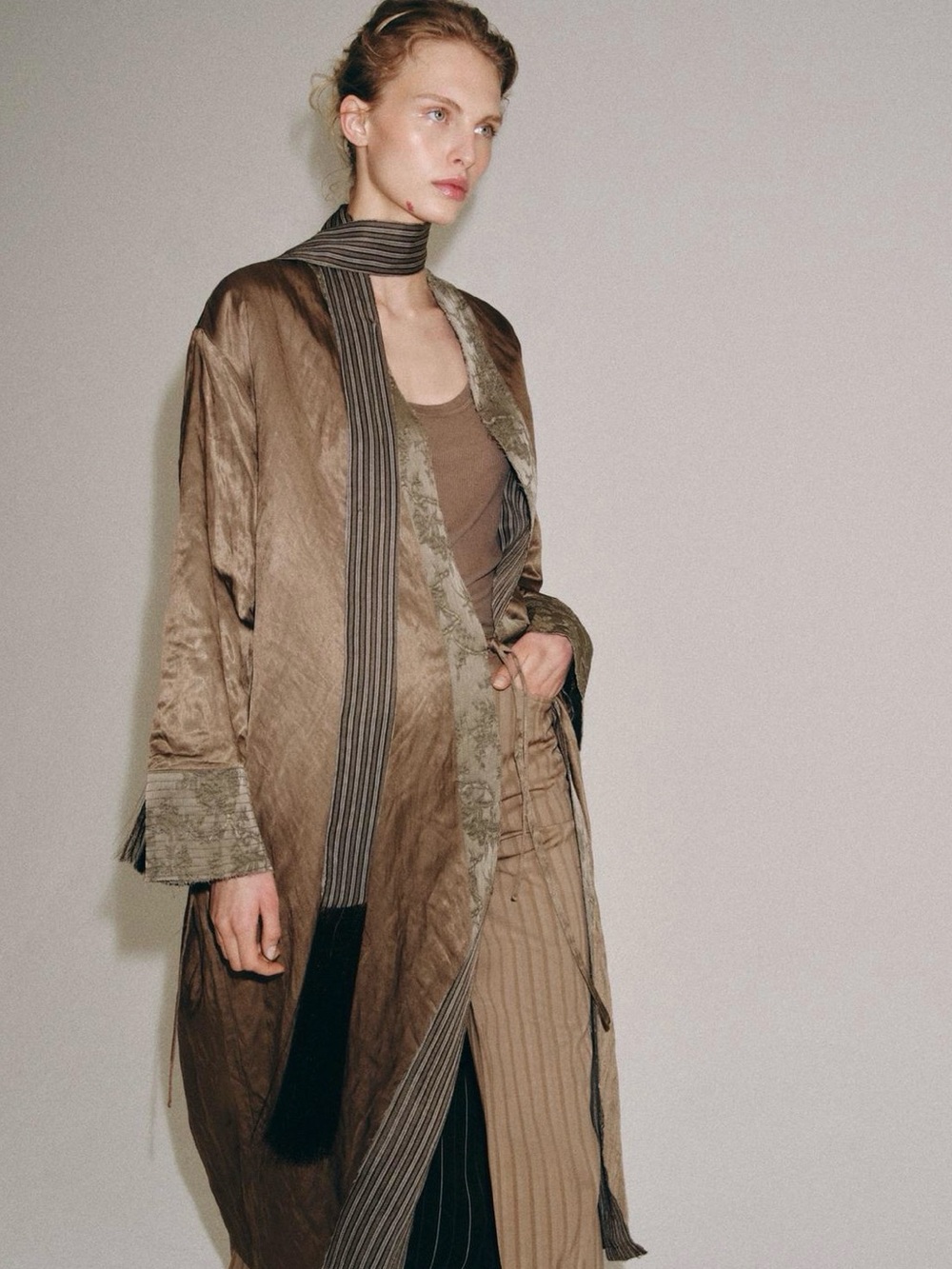NEW - ZARA JACQUARD SCARF KIMONO - Size L/XL